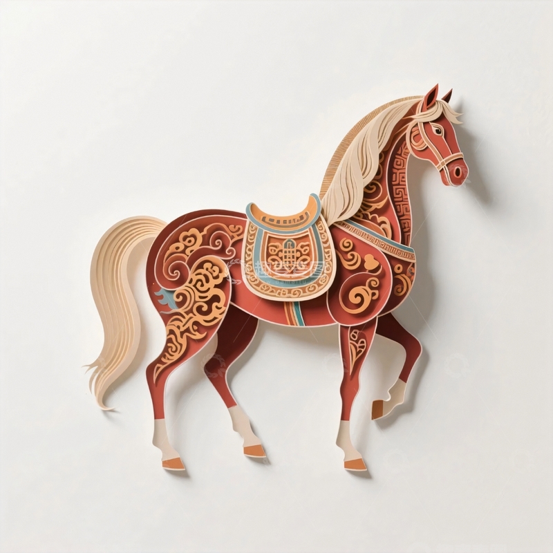 高清大图下载【趣麦麦图】动物折纸骏马8