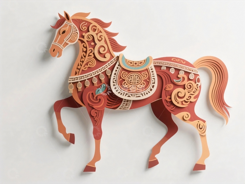 高清大图下载【趣麦麦图】动物折纸骏马5
