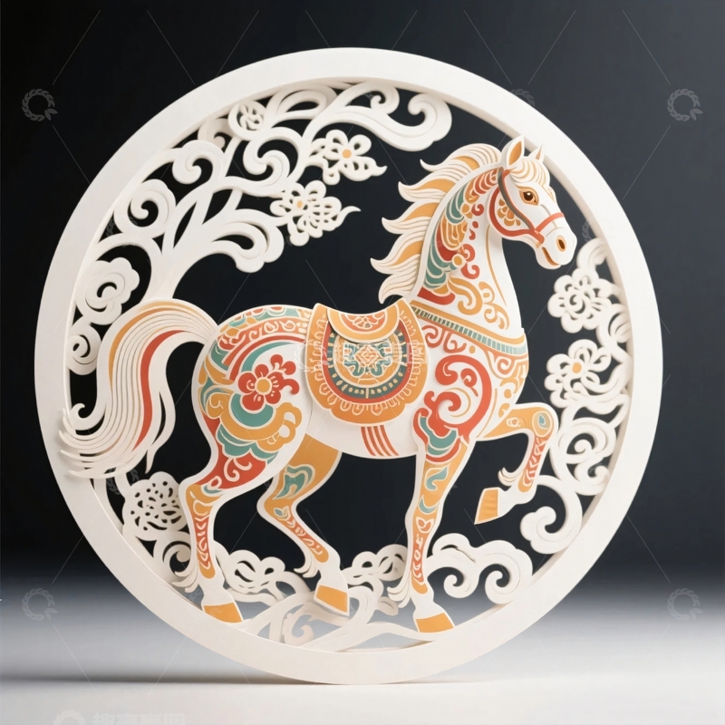 高清大图下载【趣麦麦图】动物折纸骏马4