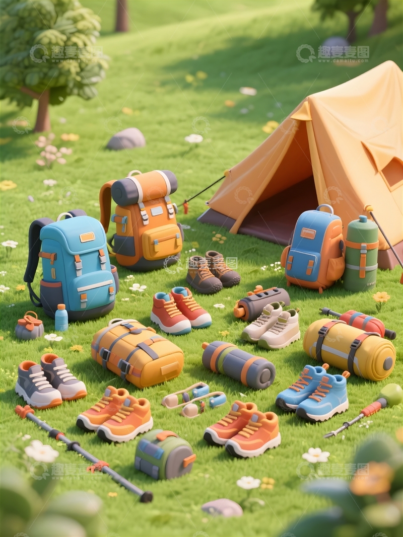 高清大图下载【趣麦麦图】踏青旅行登上装备