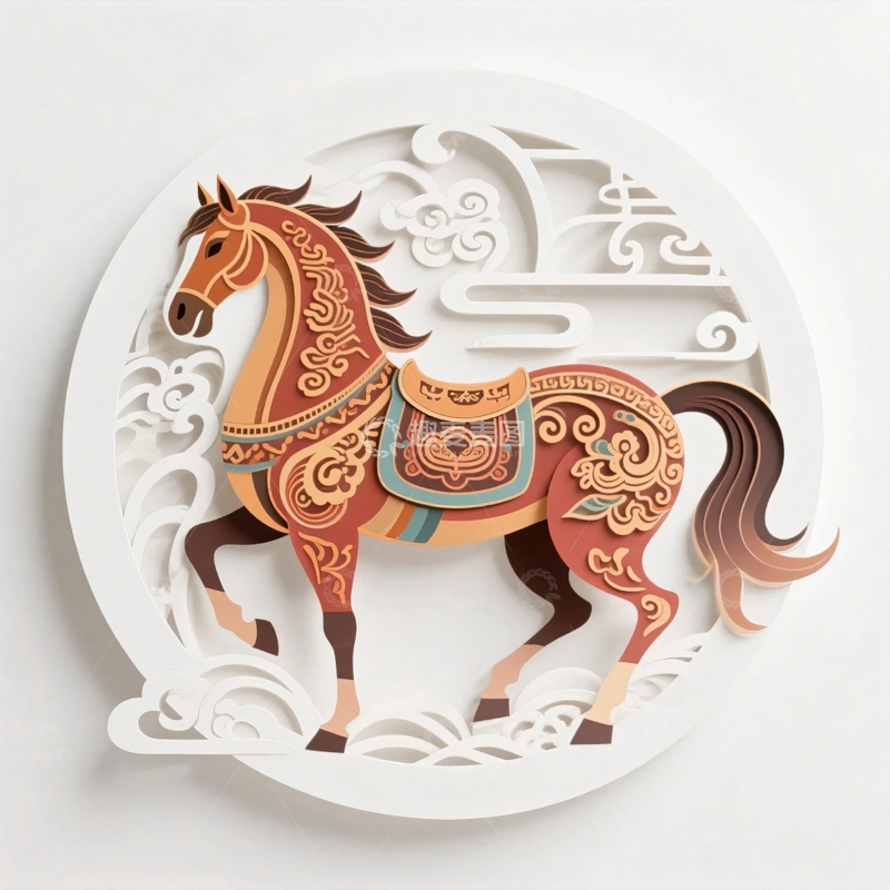 高清大图下载【趣麦麦图】动物折纸骏马9
