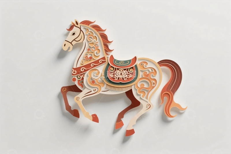 高清大图下载【趣麦麦图】动物折纸骏马1