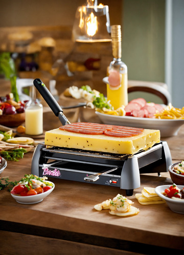 芭比风拉可雷特奶酪机AI插画海报图片素材1