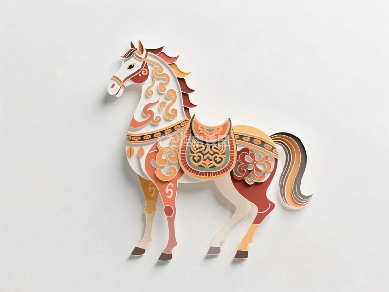 高清大图下载【趣麦麦图】动物折纸骏马2