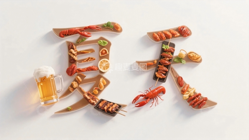 高清大图下载【趣麦麦图】夏天美食烧烤小龙虾3