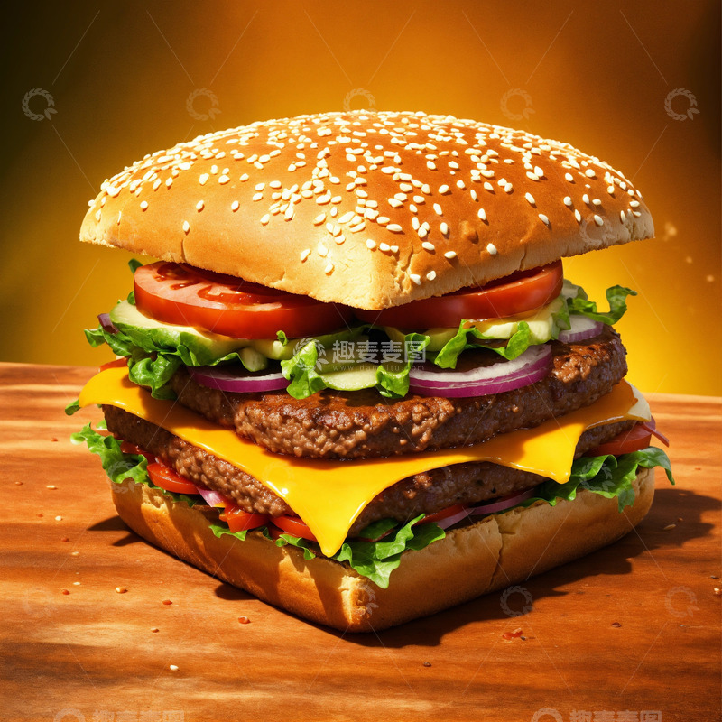 高清大图下载【趣麦麦图】汉堡8K超清精细写实摄影AI插画素材3