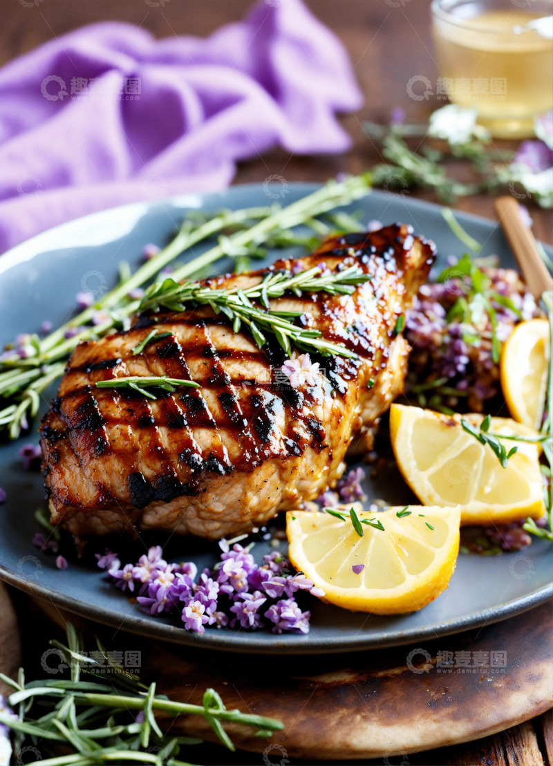 高清大图下载【趣麦麦图】烤鸡猪肉芒果热带风情高级餐厅AI插画7