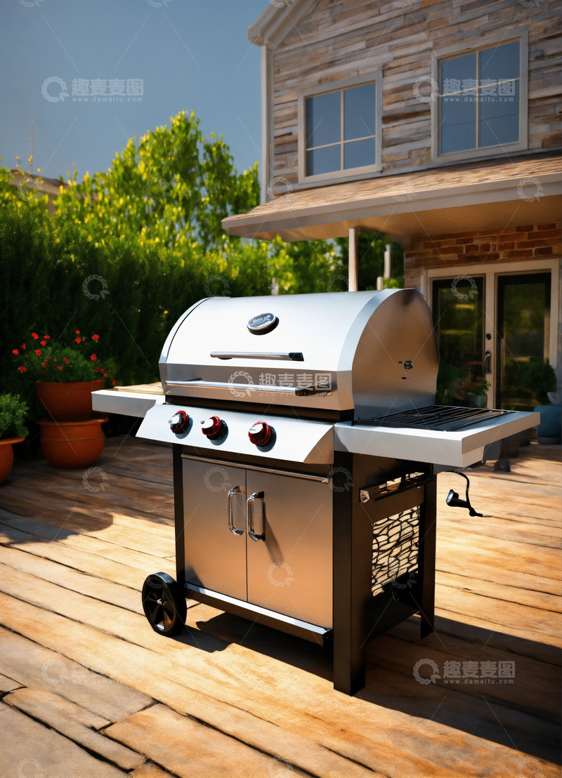 高清大图下载【趣麦麦图】燃气烤架3D艺术AI插画高清海报图片素材