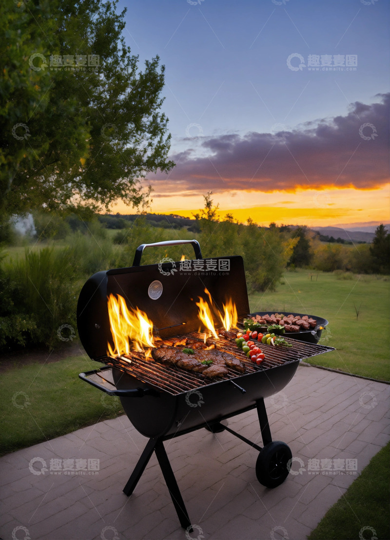 高清大图下载【趣麦麦图】烧烤AI插画高清海报图片素材