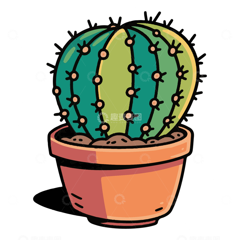 源文件下载【趣麦麦图】卡通植物盆栽热带仙人球4