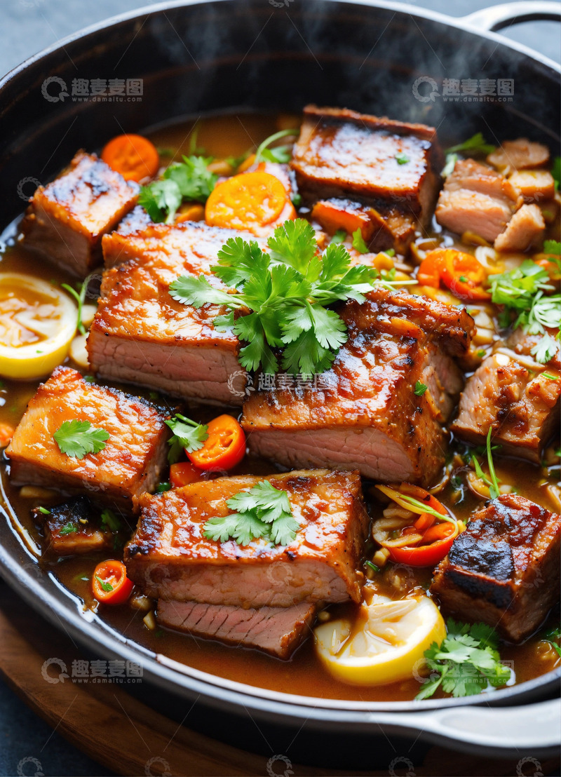 高清大图下载【趣麦麦图】红烧肉色香味俱全上等五花肉AI插画2