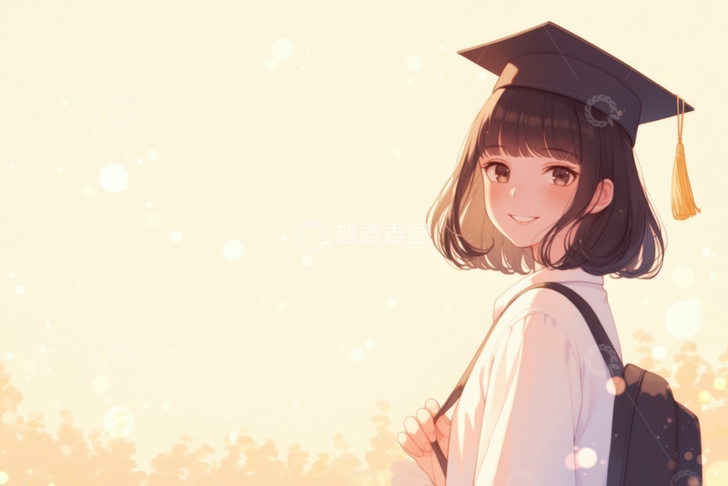 高清大图下载【趣麦麦图】手绘简约可爱的毕业女孩