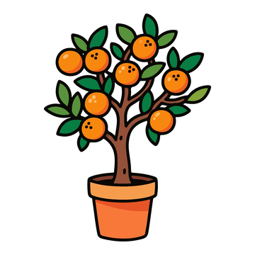 卡通植物盆栽橘子树1