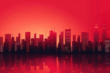 手绘城市高楼边框背景