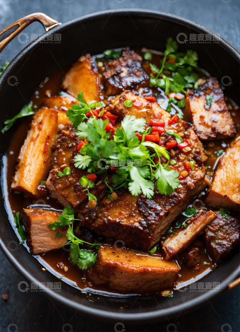 高清大图下载【趣麦麦图】红烧肉色香味俱全上等五花肉AI插画