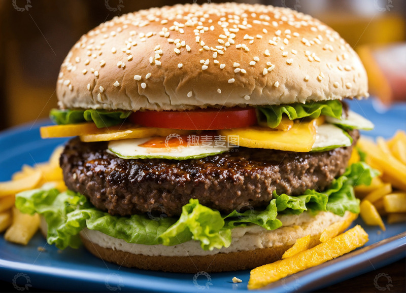 高清大图下载【趣麦麦图】汉堡AI插画高清海报图片素材4