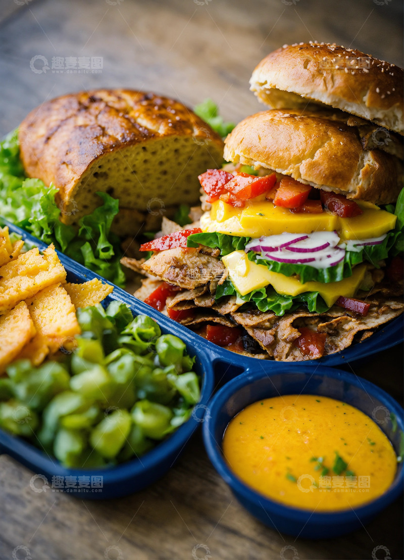 高清大图下载【趣麦麦图】食堂餐食AI插画高清海报图片素材