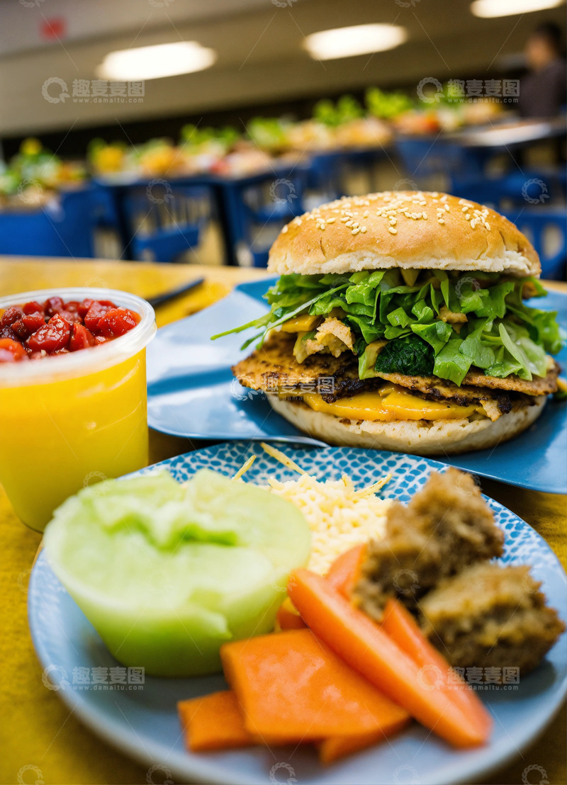 高清大图下载【趣麦麦图】食堂餐食AI插画高清海报图片素材1