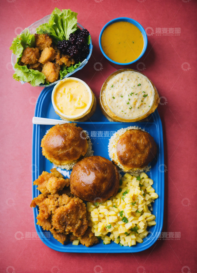 高清大图下载【趣麦麦图】食堂餐食AI插画高清海报图片素材2