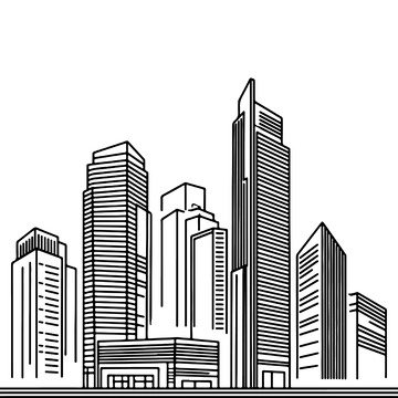 城市建筑线稿