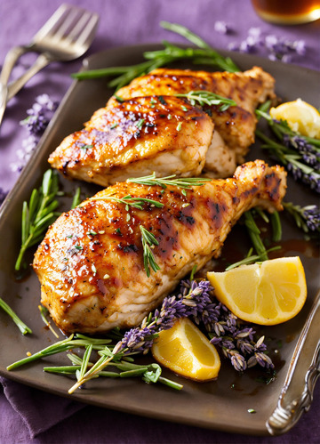 蜂蜜薰衣草烤鸡咸香精致芳香AI插画素材3