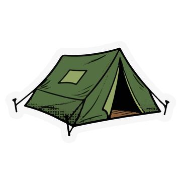 露营帐篷绿色动画手绘