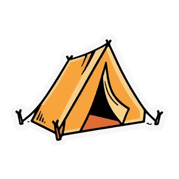 露营帐篷黄色动画手绘