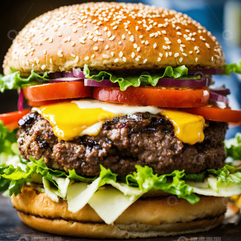 高清大图下载【趣麦麦图】汉堡AI插画高清海报图片素材9