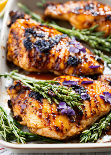 蜂蜜薰衣草烤鸡咸香精致芳香AI插画素材1