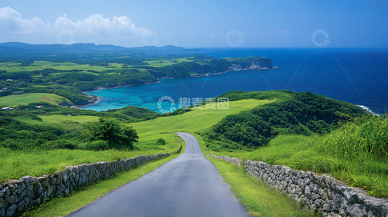 高清大图下载【趣麦麦图】海岛山崖上的公路2