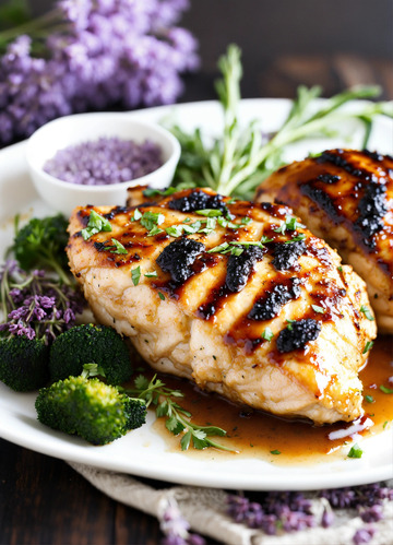 蜂蜜薰衣草烤鸡咸香精致芳香AI插画素材2