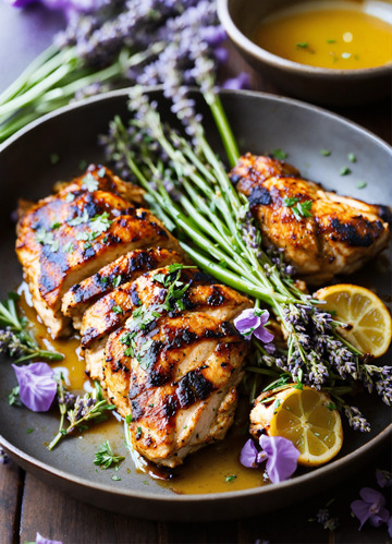 蜂蜜薰衣草烤鸡咸香精致芳香AI插画素材