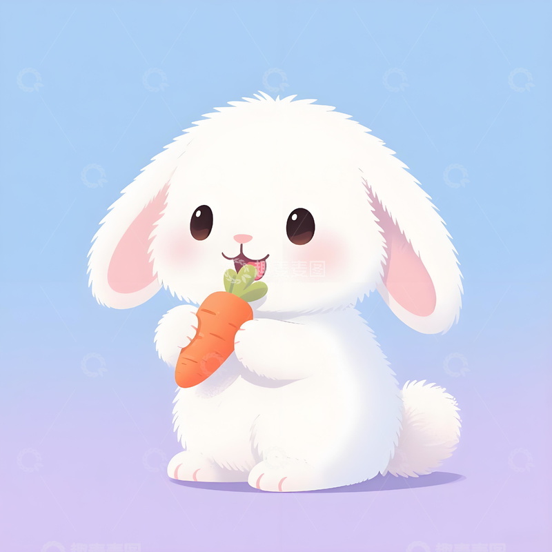 高清大图下载【趣麦麦图】插画萌兔抱萝卜动物元素创意设计