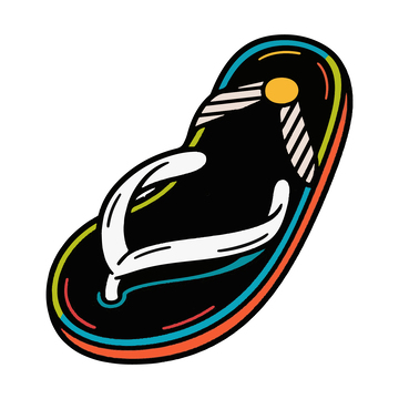 手绘插画人字拖鞋黑色