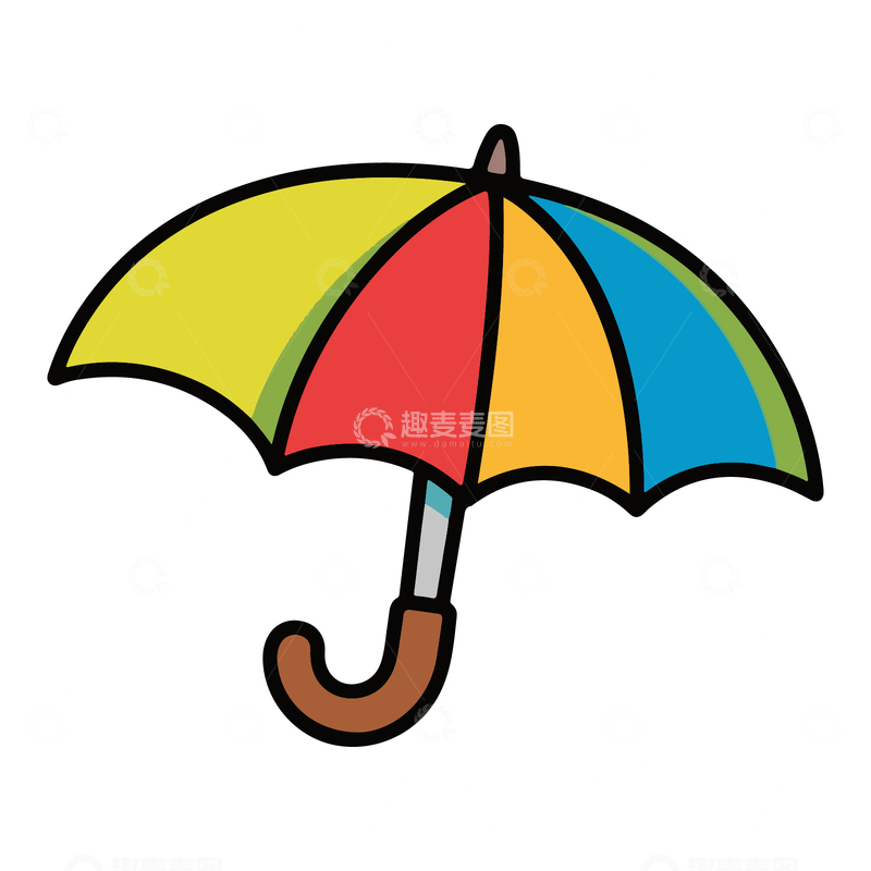 源文件下载【趣麦麦图】简笔画儿童画小雨伞1