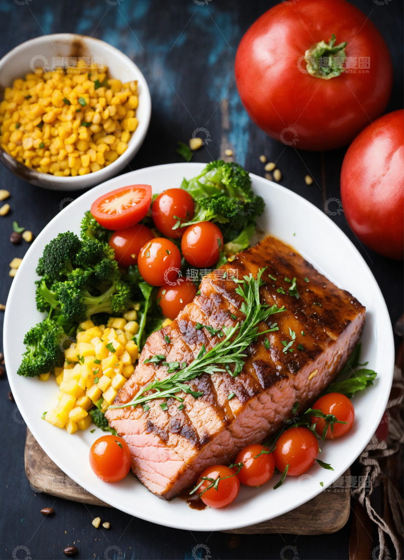高清大图下载【趣麦麦图】健康蔬菜素菜饮食食谱AI插画图片素材2