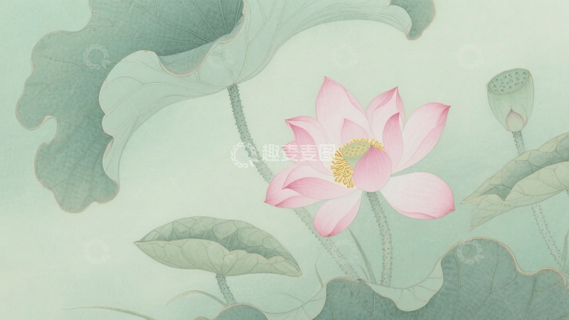 高清大图下载【趣麦麦图】工笔荷花国风雅韵3