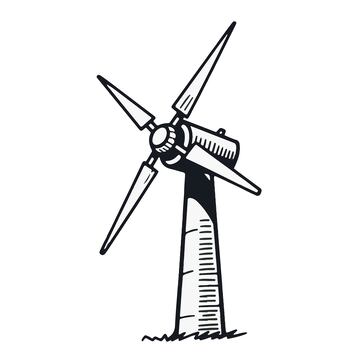 风力发电机黑白线稿