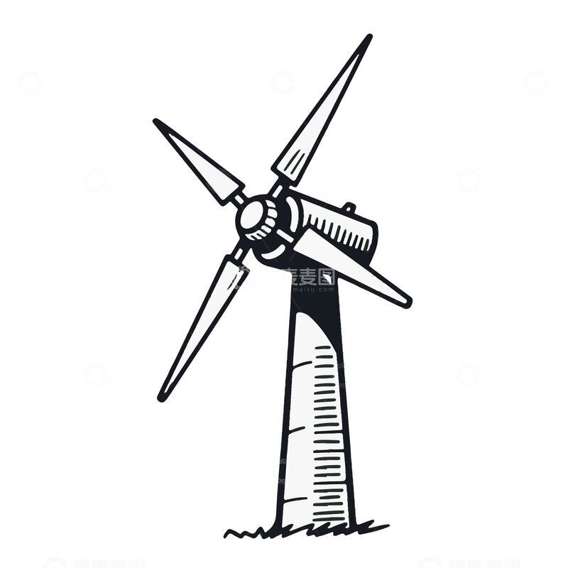 风力发电机黑白线稿