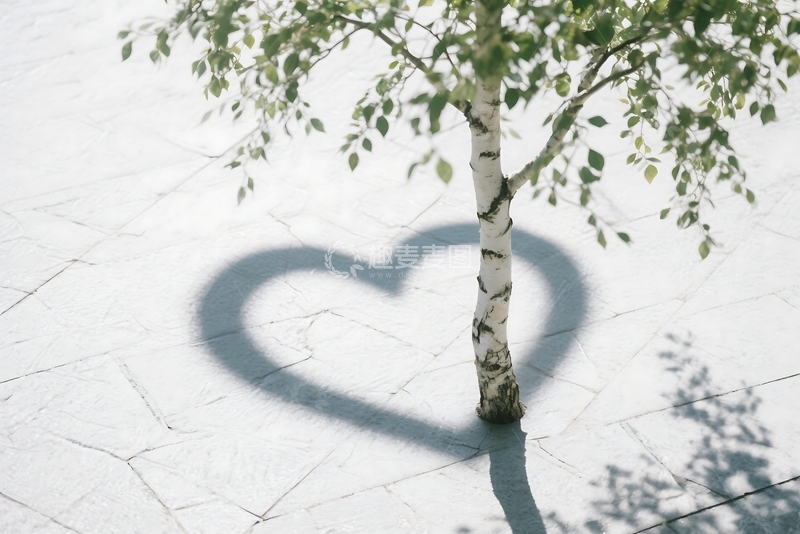 高清大图下载【趣麦麦图】创意摄影心形桦树清新风景 