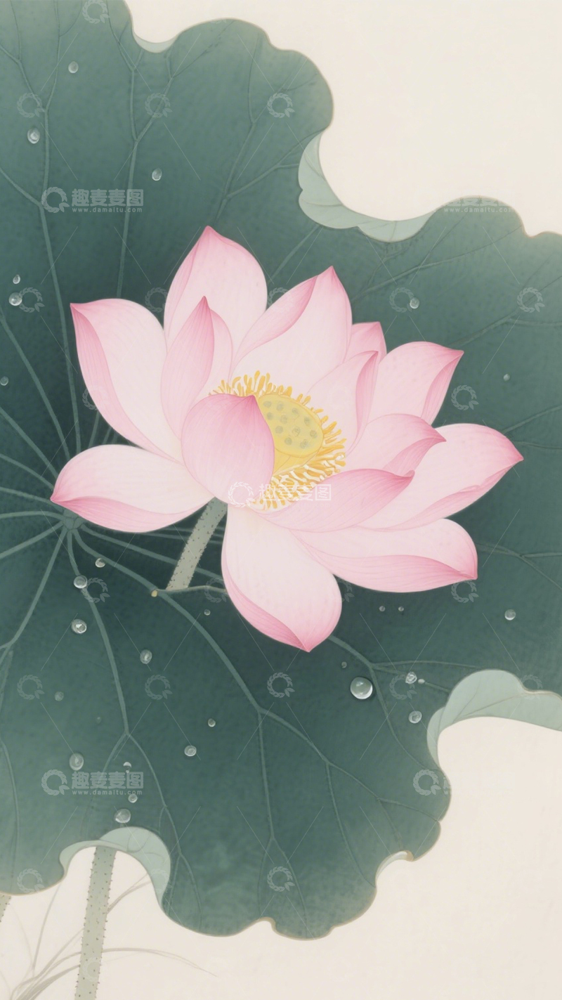 高清大图下载【趣麦麦图】工笔荷花国风雅韵1