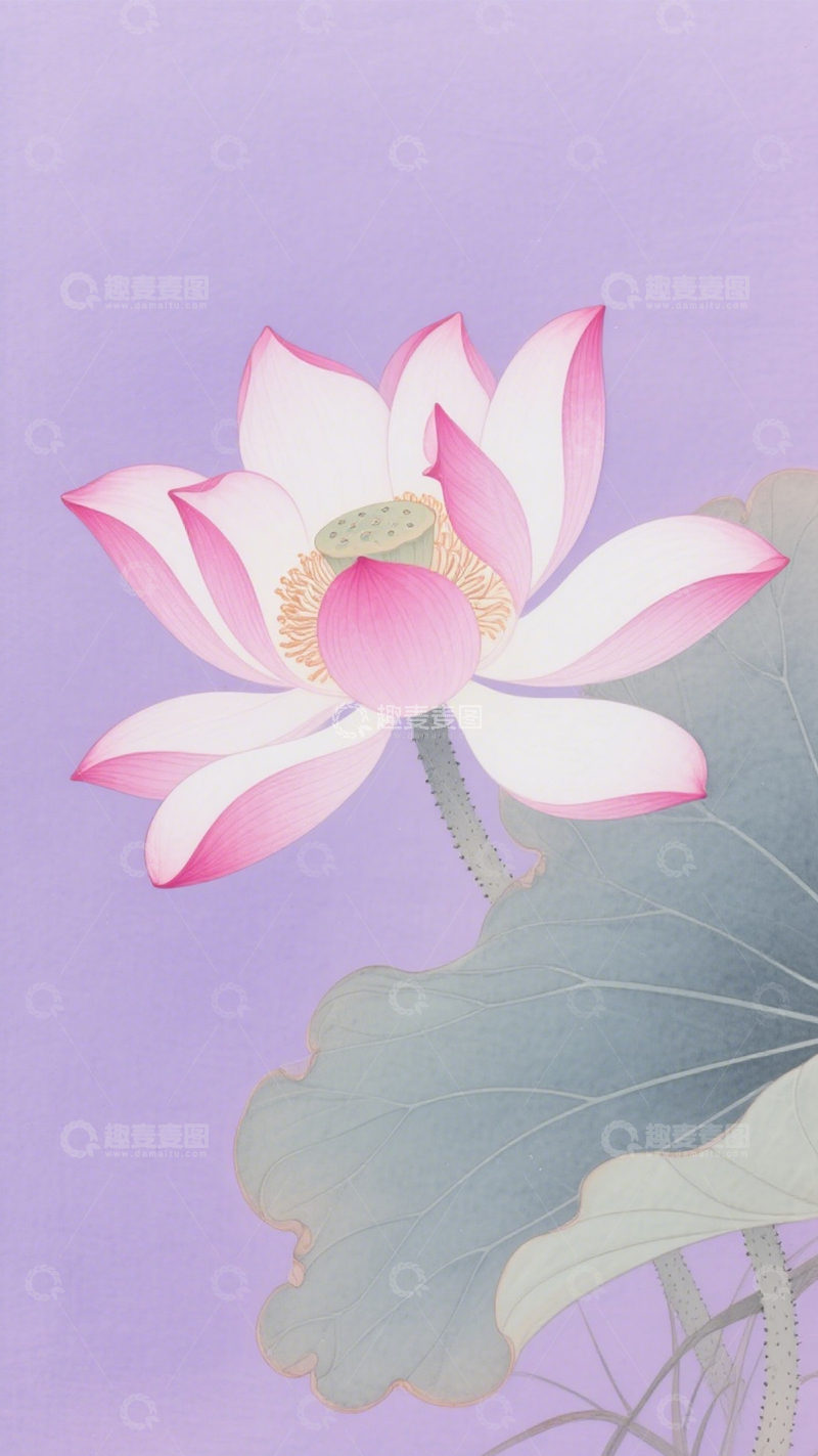 高清大图下载【趣麦麦图】工笔荷花国风雅韵