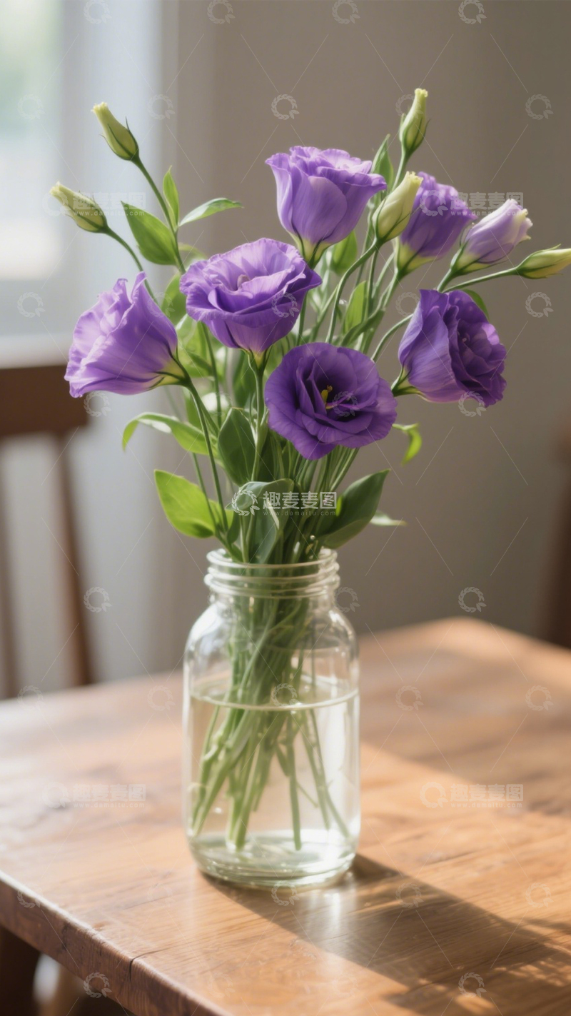 高清大图下载【趣麦麦图】瓶花洋桔梗清新氛围3