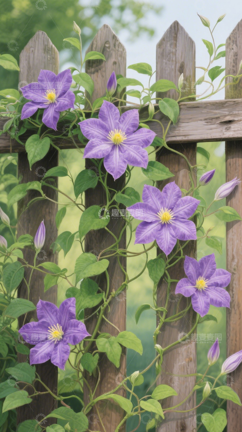 高清大图下载【趣麦麦图】铁线莲藤蔓清新景致