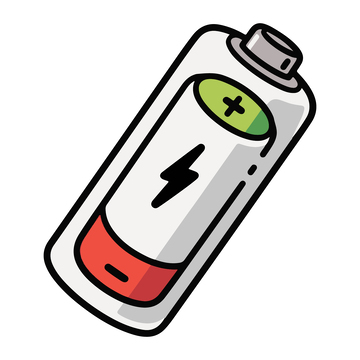白色电池手绘插画卡通漫画风