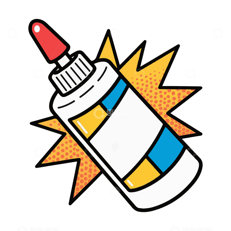 源文件下载【趣麦麦图】强力胶水手工工具手绘插画卡通漫画风格1