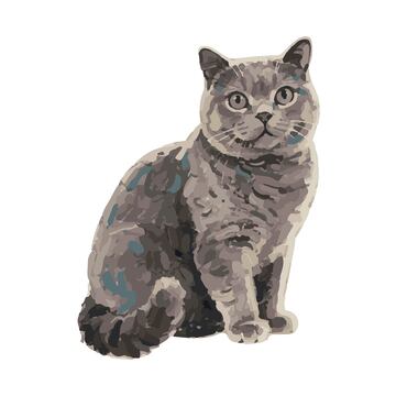 颜料色块画风手绘蓝猫