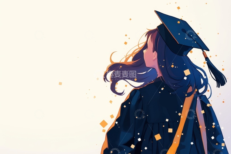 高清大图下载【趣麦麦图】手绘唯美毕业生背影