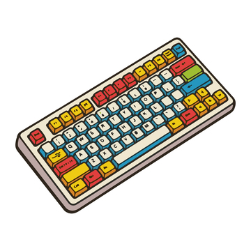 键盘电脑组件手绘插画卡通漫画风格