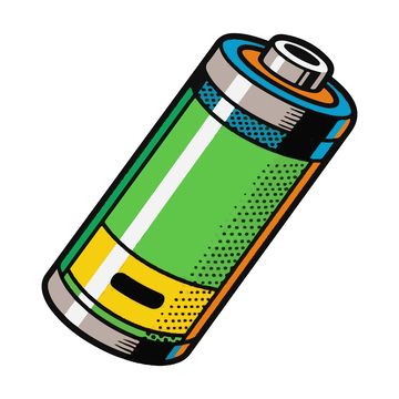 绿色电池手绘插画卡通漫画风